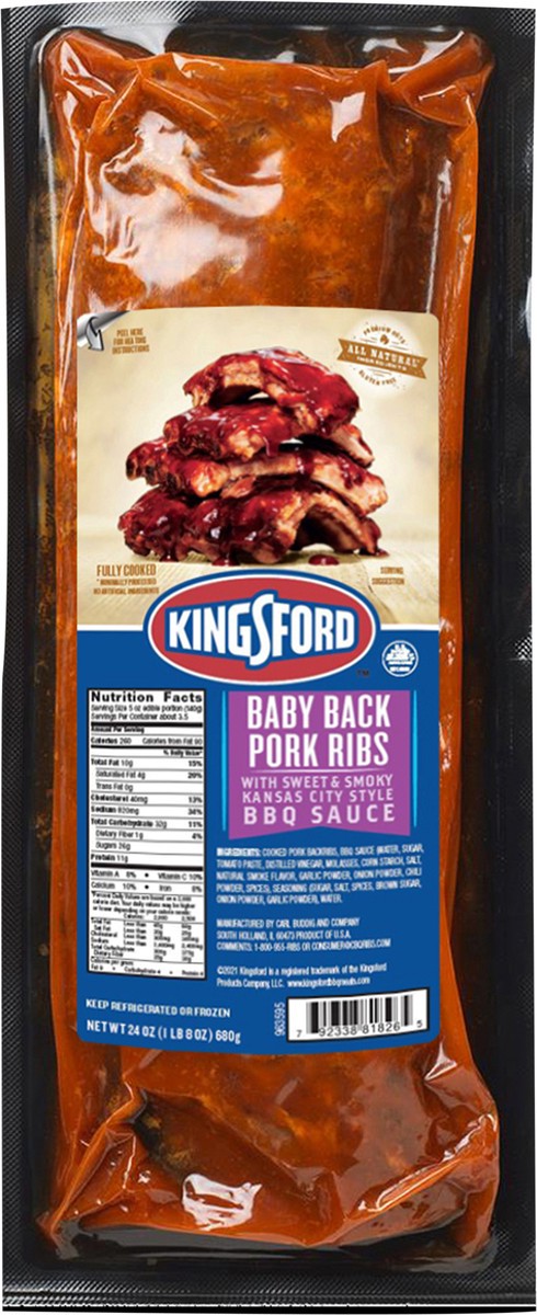 slide 4 of 7, Kingsford Baby Back Pork Ribs, 24 oz