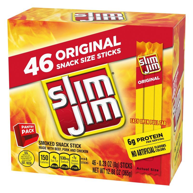 slide 2 of 5, Slim Jim Original Smoked Snack Size Sticks – 12.88oz/46ct, 12.88 oz, 46 ct