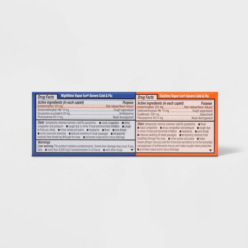 slide 6 of 8, Acetaminophen Day/Night Time Vapour Ice Cold and Flu Relief Caplets - 24ct - up&up™, 24 ct