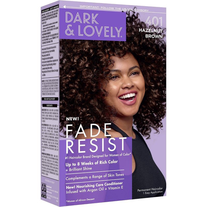 slide 5 of 8, Dark and Lovely Fade Resist Permanent Hair Color - 401 Hazelnut Brown, 1 ct