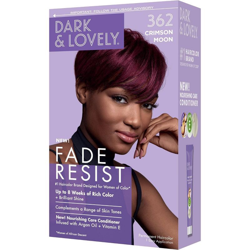 slide 6 of 8, Dark and Lovely Fade Resist Permanent Hair Color - 362 Crimson Moon, 1 ct