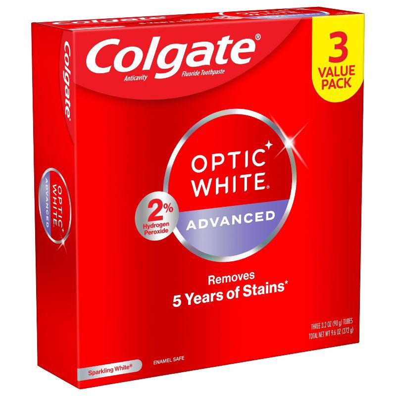 slide 12 of 14, Colgate Optic White Whitening Toothpaste Sparkling White - 3.2oz/3pk, 3 ct; 3.2 oz