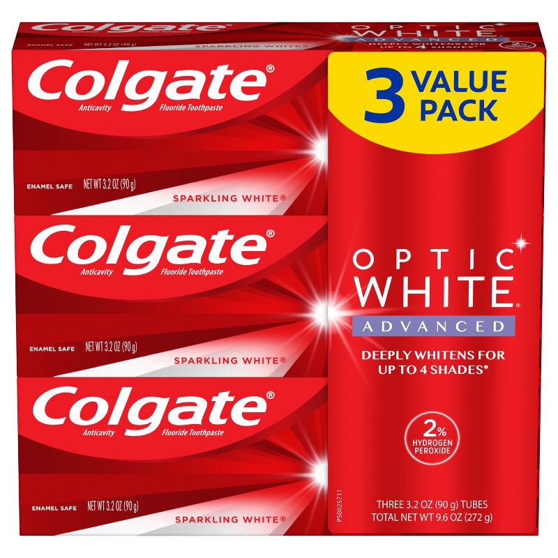 slide 14 of 14, Colgate Optic White Whitening Toothpaste Sparkling White - 3.2oz/3pk, 3 ct; 3.2 oz