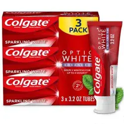 Colgate Optic White Whitening Toothpaste Sparkling White - 3.2oz/3pk