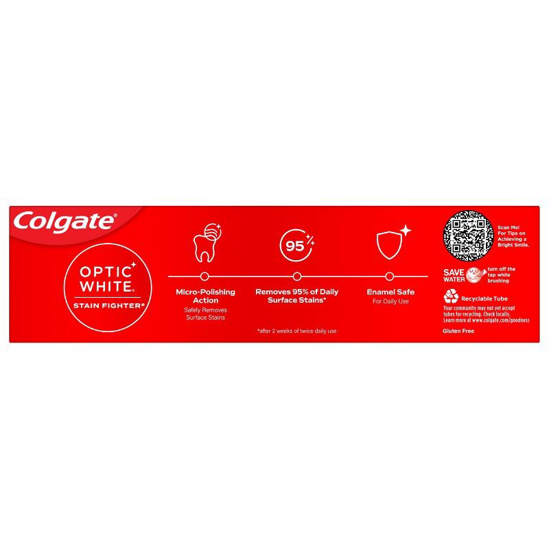 slide 2 of 8, Colgate Optic White Stain Fighter Clean Mint Toothpaste - 6oz, 6 oz