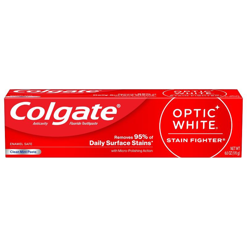slide 10 of 14, Colgate Optic White Stain Fighter Clean Mint Toothpaste - 6oz, 6 oz