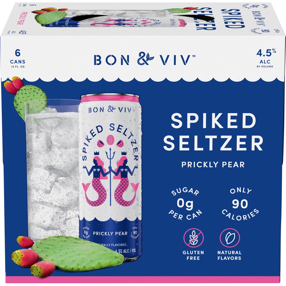 slide 1 of 1, Bon & Viv Spiked Seltzer Spiked Seltzer - Prickly Pear, 6 ct; 12 fl oz