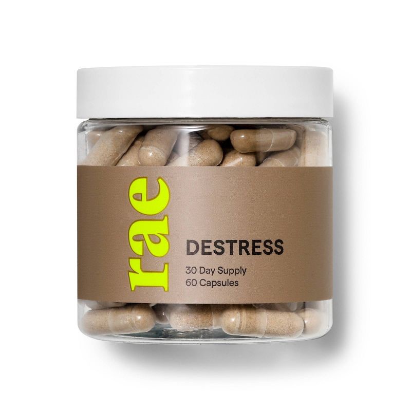 slide 3 of 4, Rae Destress Dietary Supplement Vegan Capsules for Stress Relief - 60ct, 60 ct