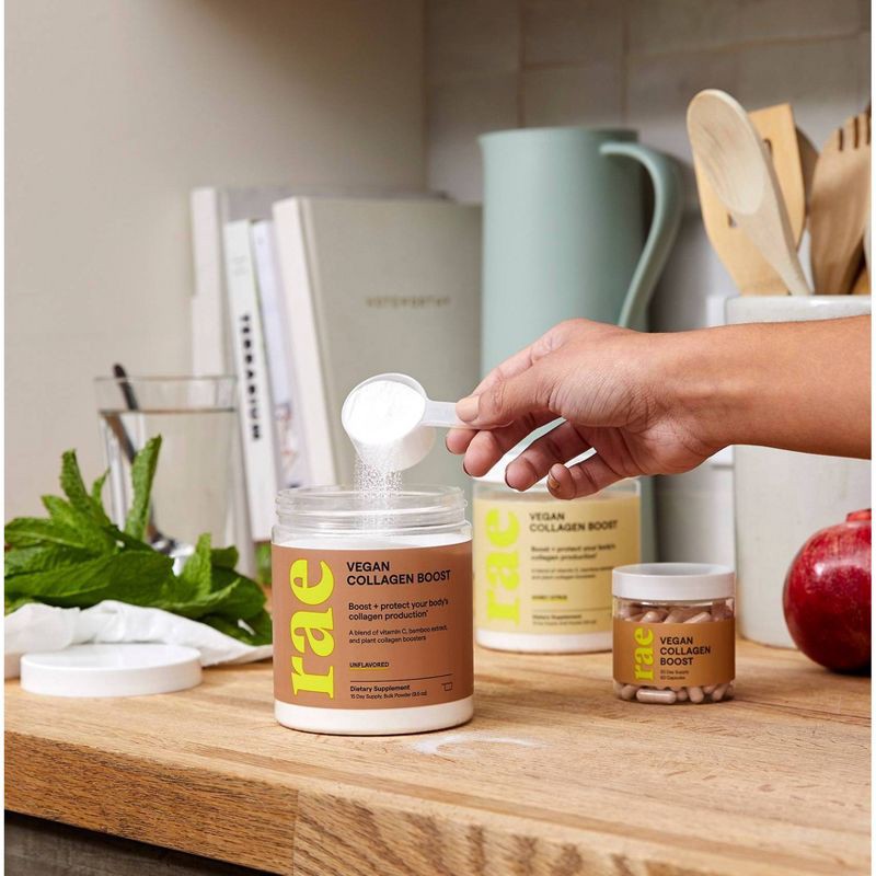 slide 4 of 5, Rae Vegan Collagen Boost Dietary Supplement Bulk Powder for Natural Collagen Production - Unflavored - 9.5oz, 9.5 oz