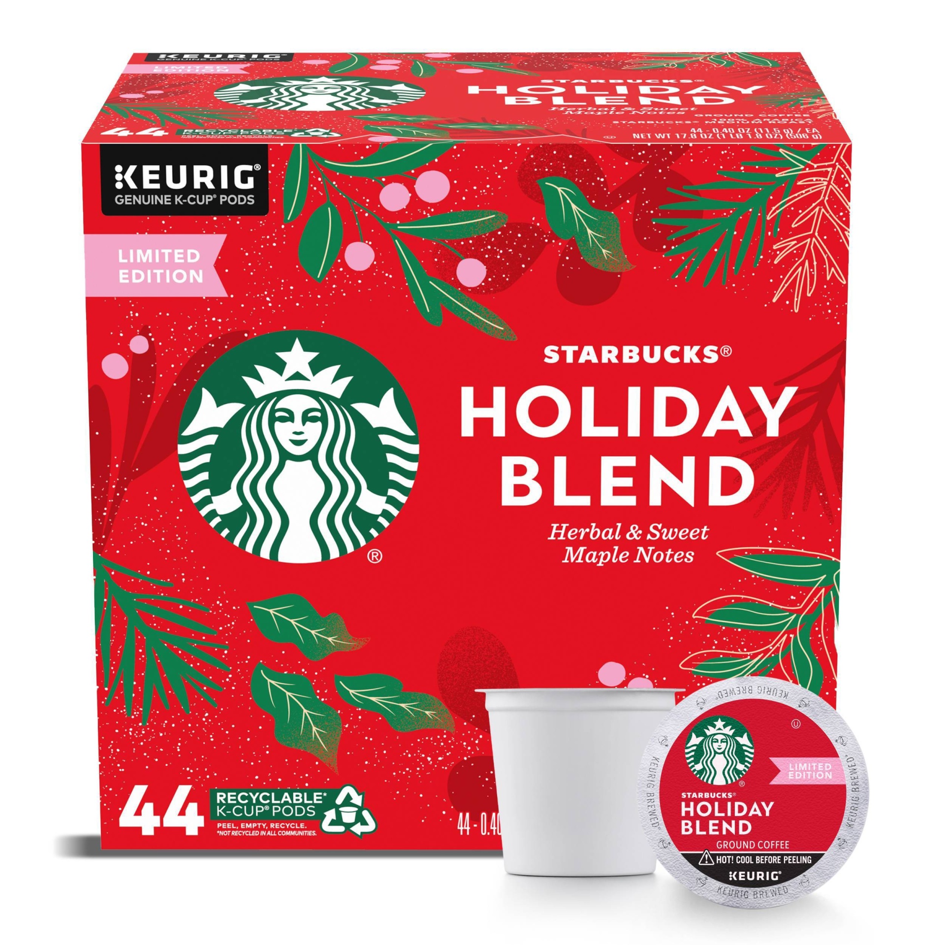 Starbucks Holiday Blend Medium Dark Roast Coffee Keurig K Cup Pods 44 
