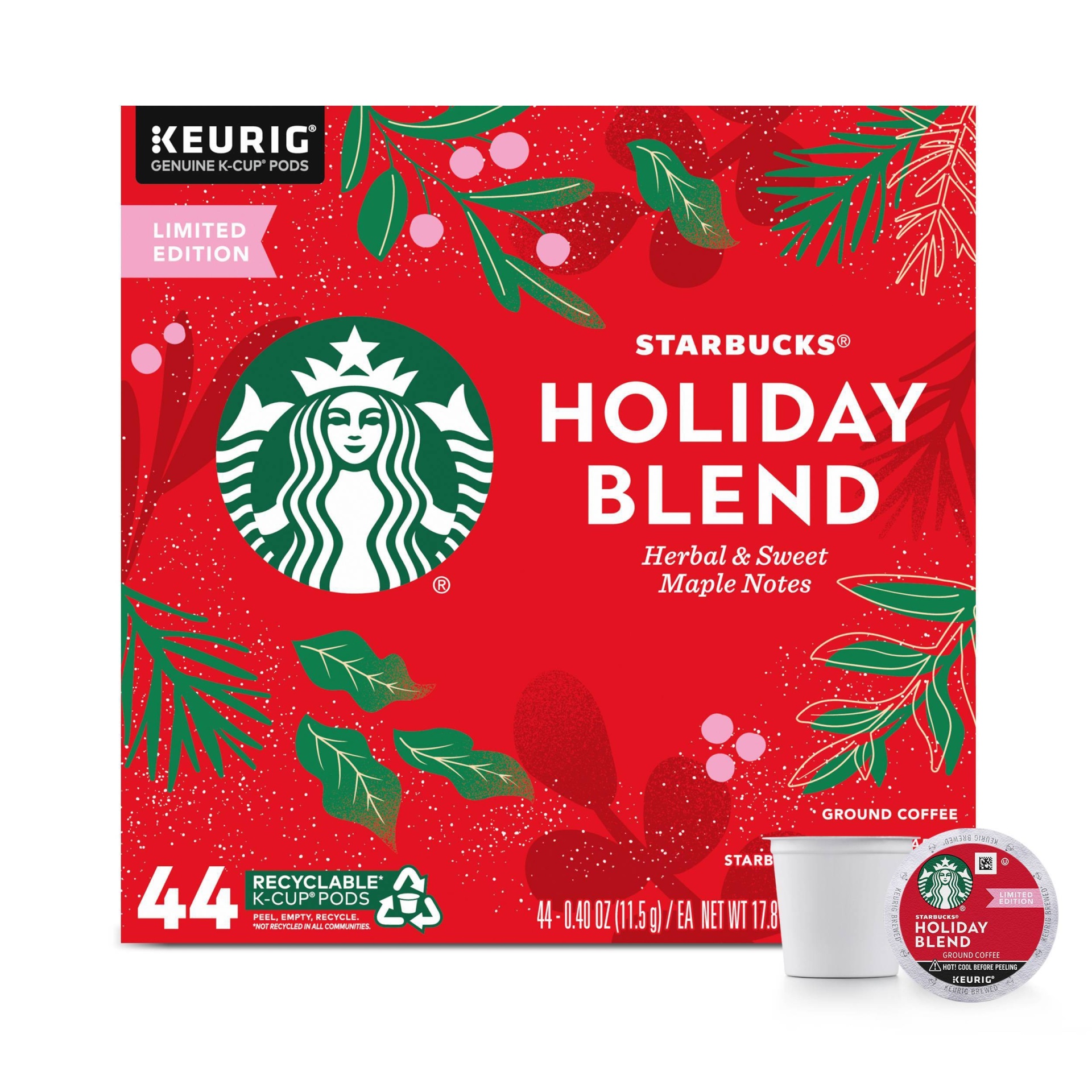 slide 1 of 5, Starbucks Holiday Blend Medium Dark Roast Coffee - Keurig K-Cup Pods, 44 ct