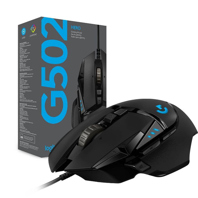 slide 7 of 7, Logitech G502 HERO Wired Gaming Mouse: USB Connection for Windows & macOS Compatibility, 1 ct