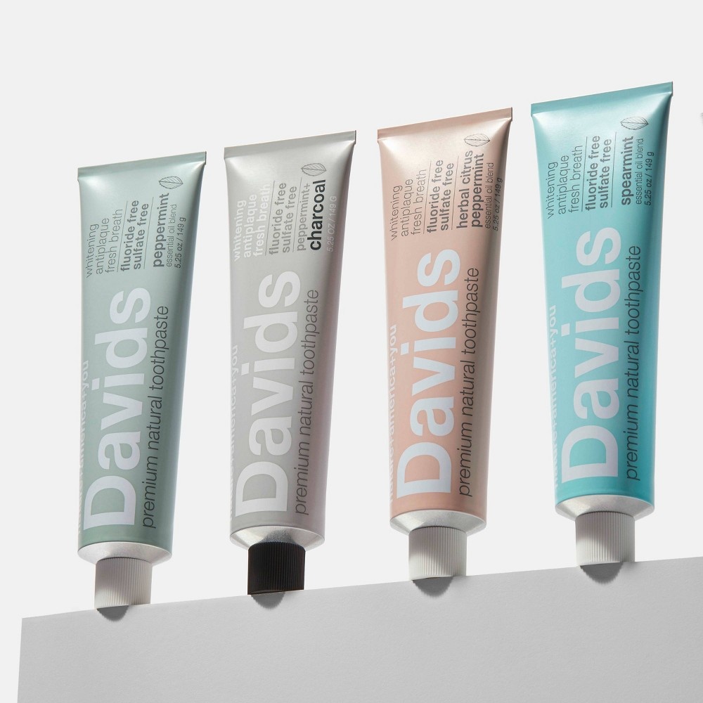 slide 7 of 7, Davids Antiplaque & Whitening Premium Natural Toothpaste Fluoride Free Spearmint, 5.25 oz