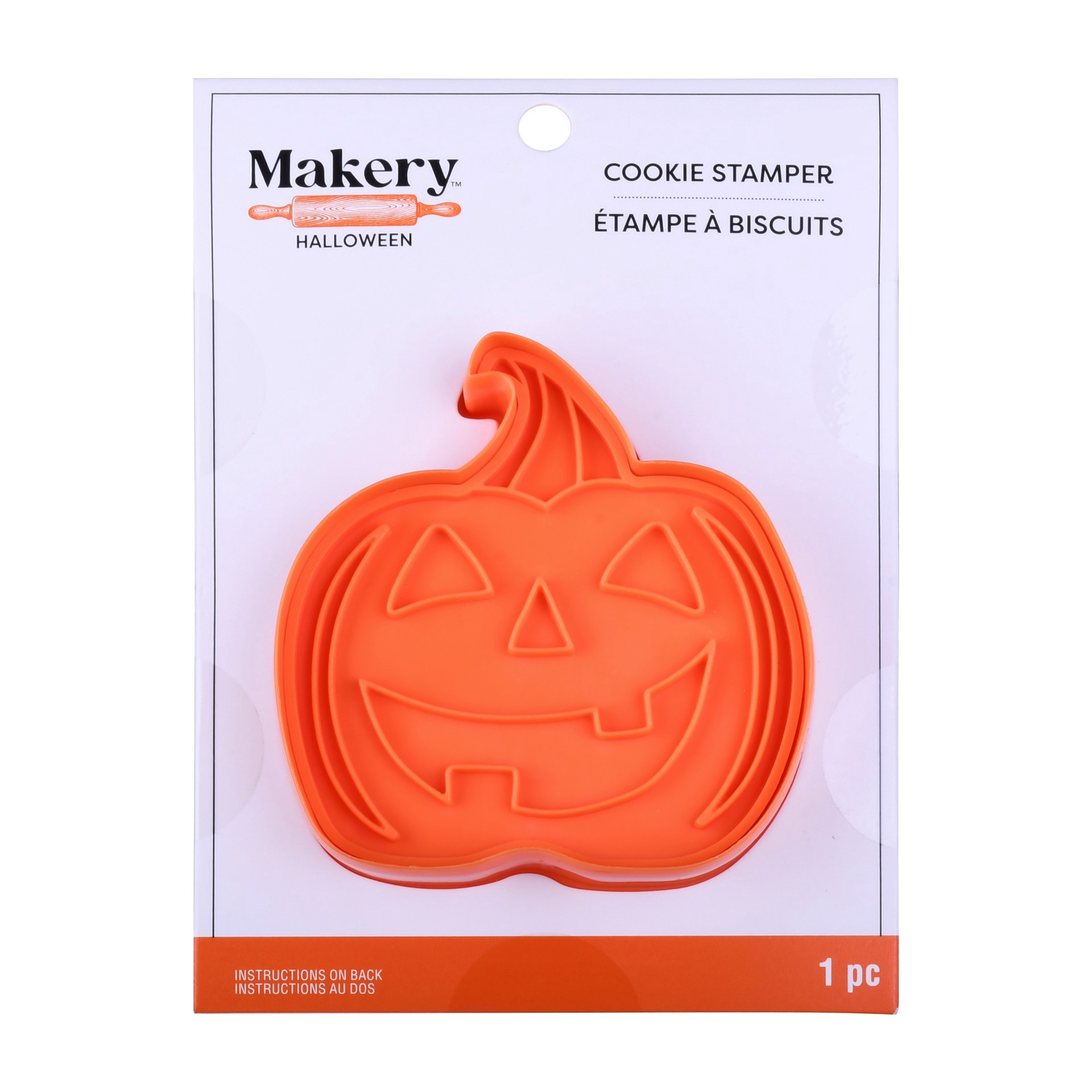 slide 2 of 4, 3" Jack-O' Lantern Cookie Stamper By Makery, 3 in