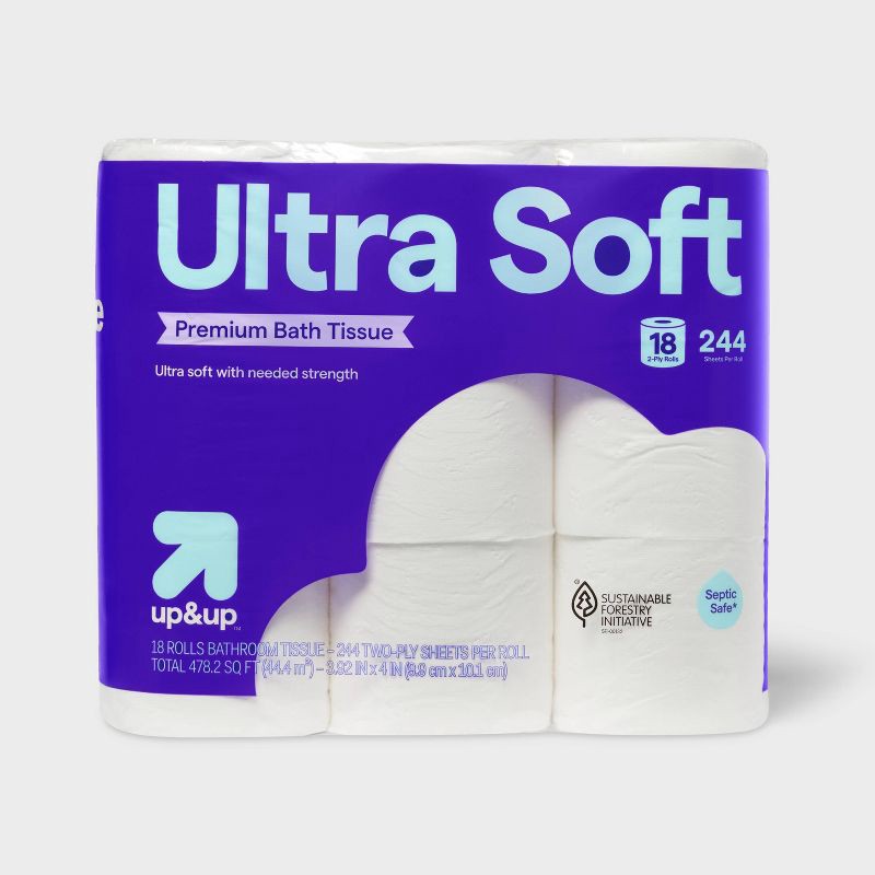 slide 1 of 3, Premium Ultra Soft Toilet Paper - 18 Rolls - up&up™, 18 ct
