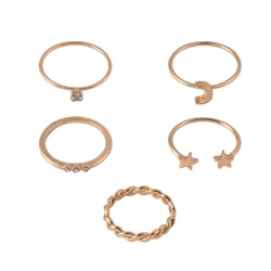 Oh Hello Moon and Stars Ring Set Gold