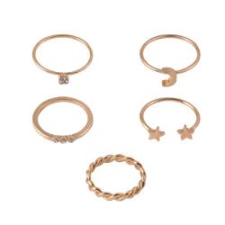 Oh Hello Moon and Stars Ring Set Gold