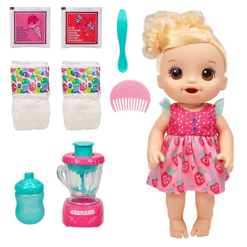 slide 1 of 5, Baby Alive Magical Mixer Baby Doll - Strawberry Shake, 1 ct