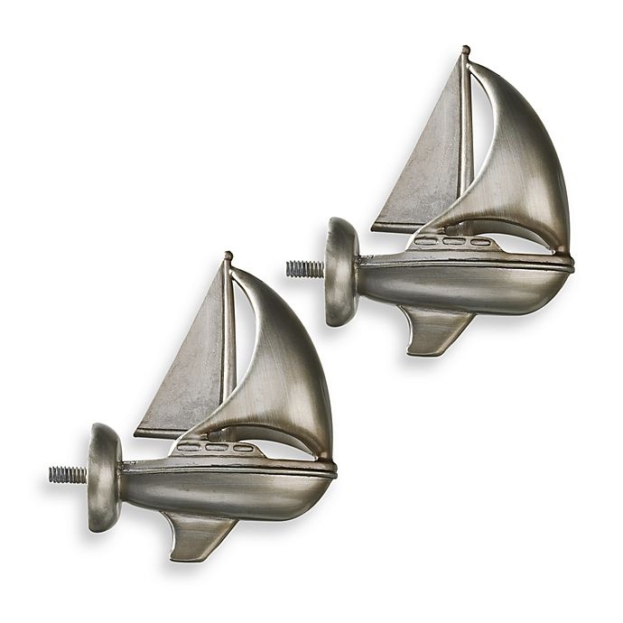 slide 1 of 1, Cambria Complete Brushed Nickel Boat Finials, 2 ct
