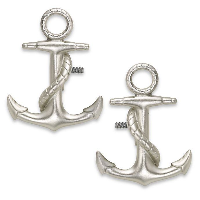 slide 1 of 1, Cambria Premier Complete Brushed Nickel Anchor Finials, 2 ct