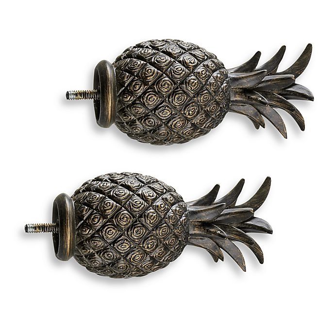 slide 1 of 1, Cambria Complete Matte Brown Pineapple Finials, 2 ct
