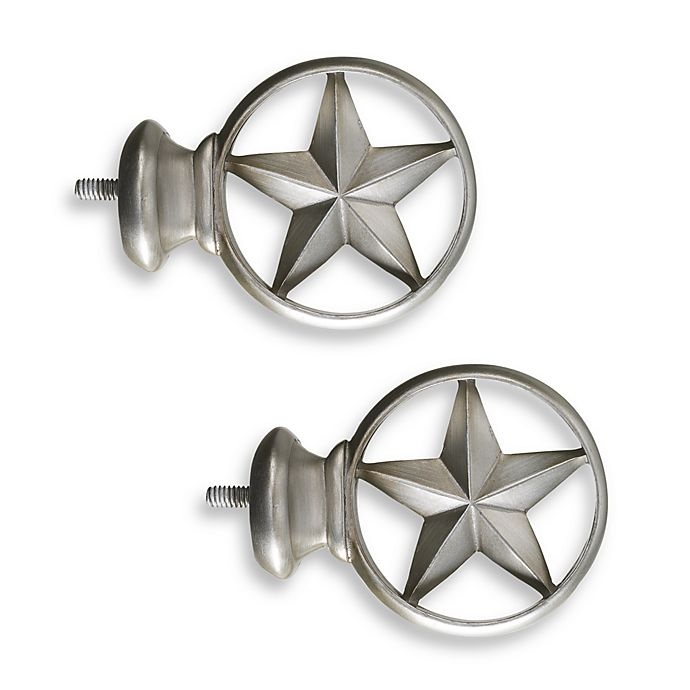 slide 1 of 1, Cambria Complete Brushed Nickel Texas Star Finials, 2 ct