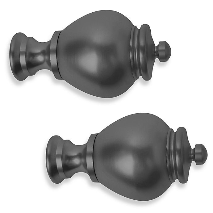 slide 1 of 1, Cambria Premier Complete Apothecary Finial - Satin Black, 2 ct