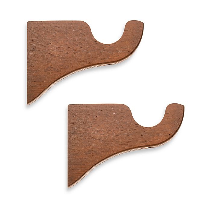 slide 1 of 1, Cambria Classic Wood Drapery Bracket - Medium Brown, 2 ct