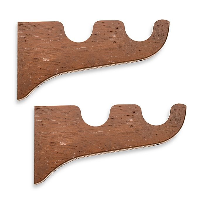 slide 1 of 1, Cambria Classic Wood Double Drapery Bracket - Medium Brown, 2 ct