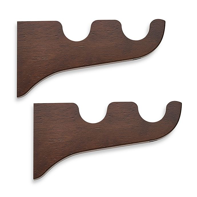 slide 1 of 1, Cambria Classic Wood Double Drapery Bracket - Dark Brown, 2 ct