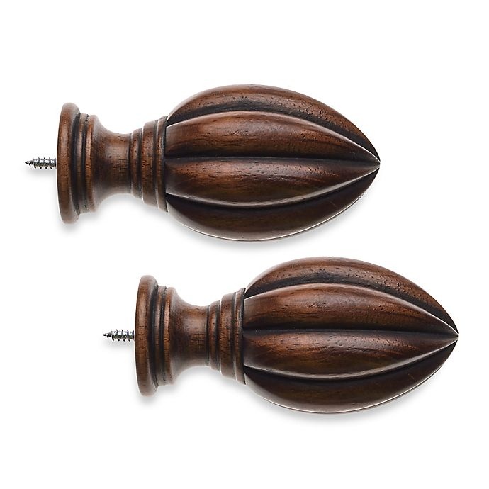 slide 1 of 1, Cambria Classic Wood Fluted Finial - Dark Brown, 2 ct