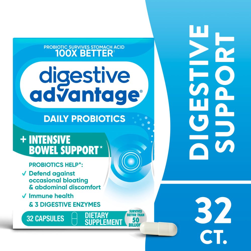 slide 1 of 6, Schiff Digestive Advantage Intensive Bowel Support, 32 ct