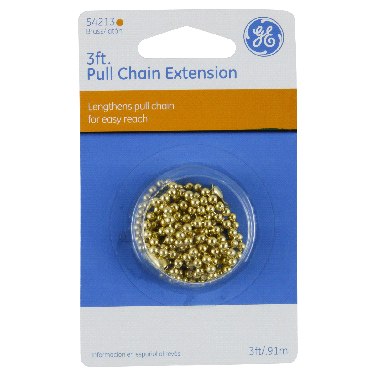 slide 1 of 2, GE Pull Chain Extension, Brass, 36 in