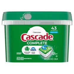 Cascade Complete Dishwasher Pods, Dishwasher Detergent, Dish Detergent Tabs Tablets, Fresh, 43 Count