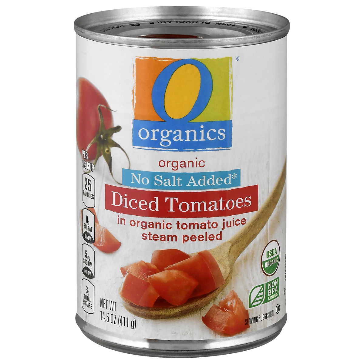 slide 1 of 9, O Organics Organic No Salt Added Diced Tomatoes, 
