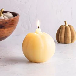 Cream Pumpkin Shaped Candle