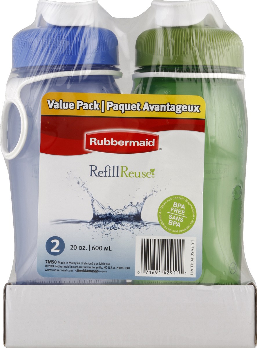 slide 4 of 4, Rubbermaid Lawn Green and Marina Blue Refill Reuse Chug Water Bottles, 2 ct; 20 oz