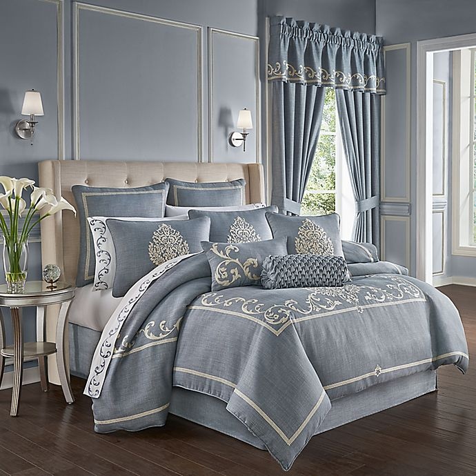 slide 1 of 4, J. Queen New York Aurora King Comforter Set - Blue, 4 ct