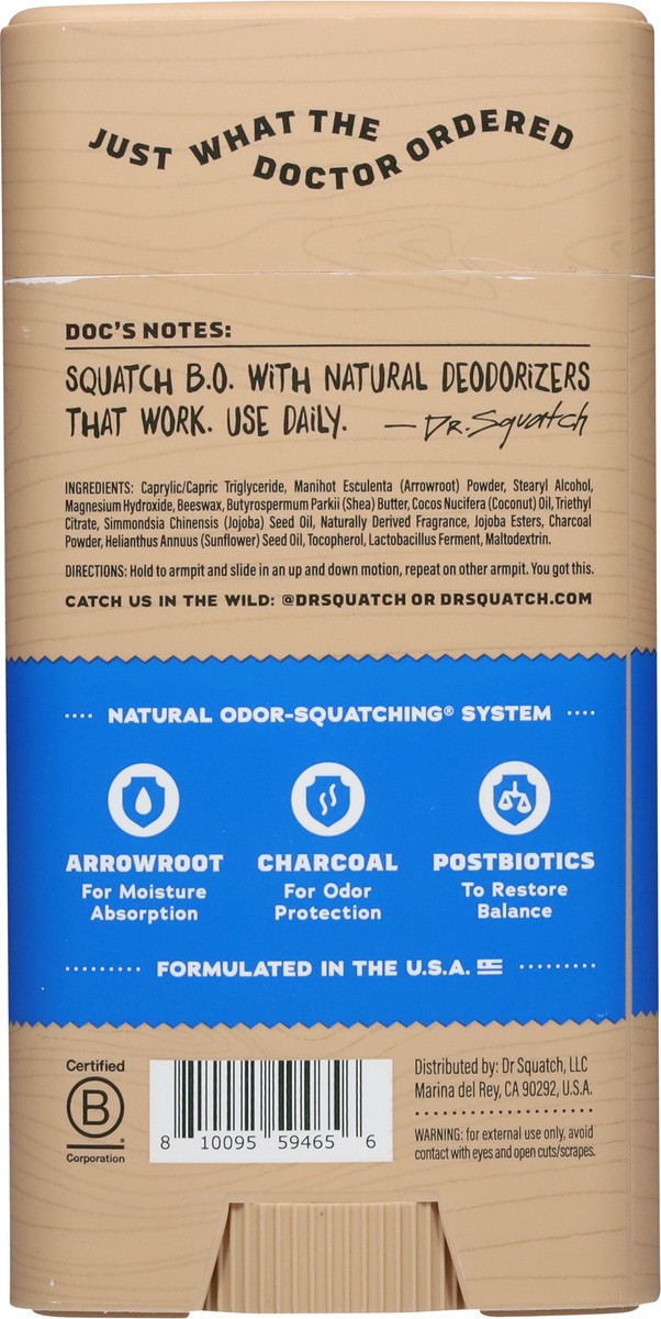 slide 3 of 12, Dr. Squatch Odor Squatching Aluminum Free Men's Natural Fresh Falls Deodorant 2.65 oz, 2.65 oz