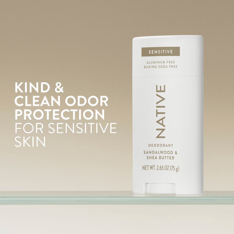 slide 2 of 10, Native Sensitive Solid Deodorant for Men & Women - Sandalwood & Shea - Aluminum & Baking Soda Free - 2.65oz, 2.65 oz