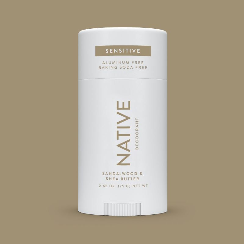 slide 7 of 9, Native Sensitive Solid Deodorant for Men & Women - Sandalwood & Shea - Aluminum & Baking Soda Free - 2.65oz, 2.65 oz