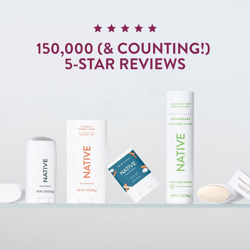 slide 8 of 10, Native Solid Deodorant for Women & Men - Blackberry & Green Tea - Aluminum-Free 2.65oz, 2.65 oz