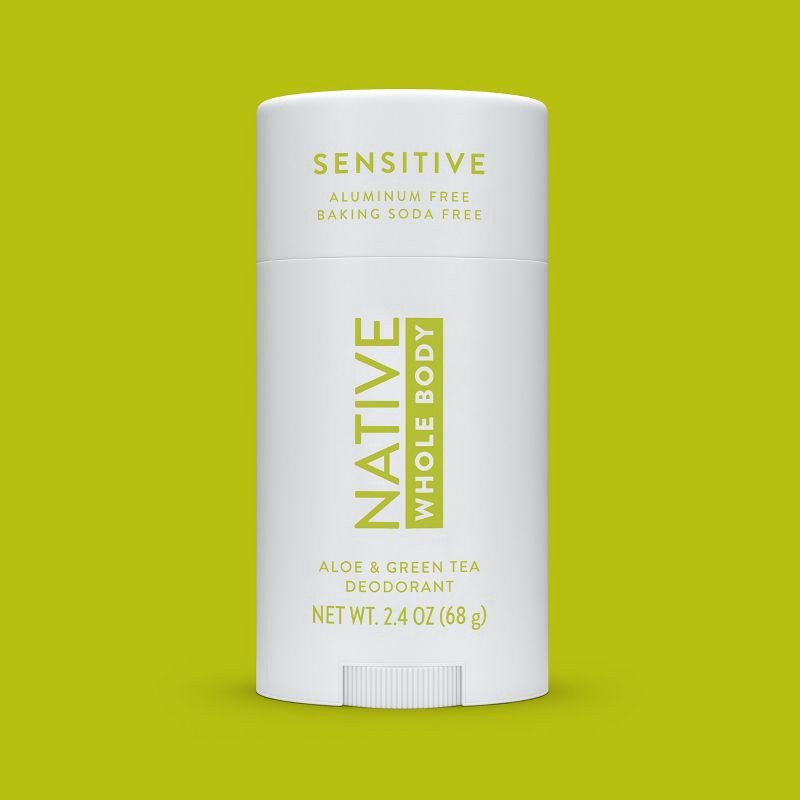 slide 8 of 9, Native Sensitive Deodorant for Women & Men - Aloe & Green Tea - Aluminum & Baking Soda Free - 2.65oz, 2.65 oz