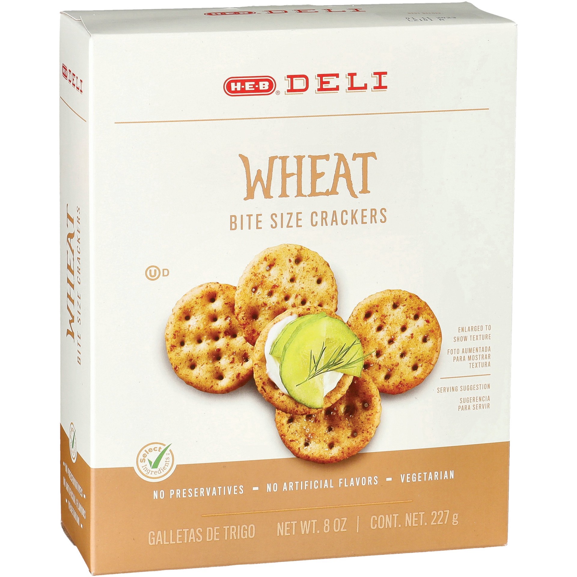 slide 1 of 1, H-E-B Deli Bite Size Crackers - Wheat, 8 oz