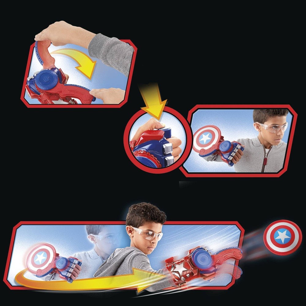 slide 3 of 9, NERF Power Moves Marvel Avengers Captain America Shield Sling, 1 ct