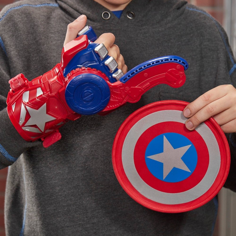 slide 9 of 9, NERF Power Moves Marvel Avengers Captain America Shield Sling, 1 ct