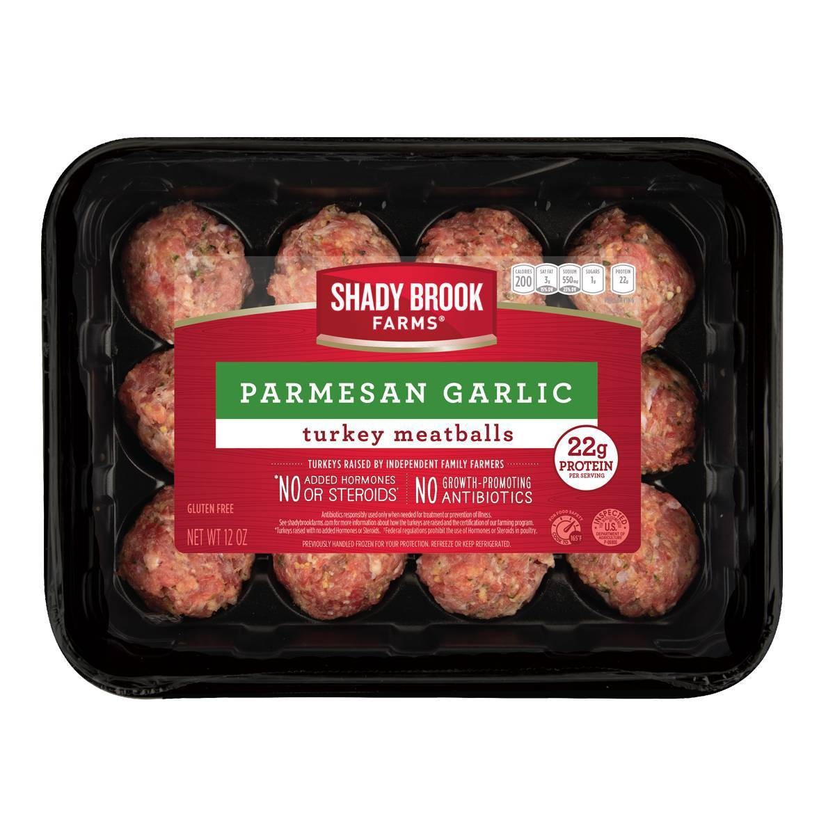 slide 1 of 3, Shady Brook Farms Parmesan Garlic Turkey Meatballs, 12 oz, 12 ct