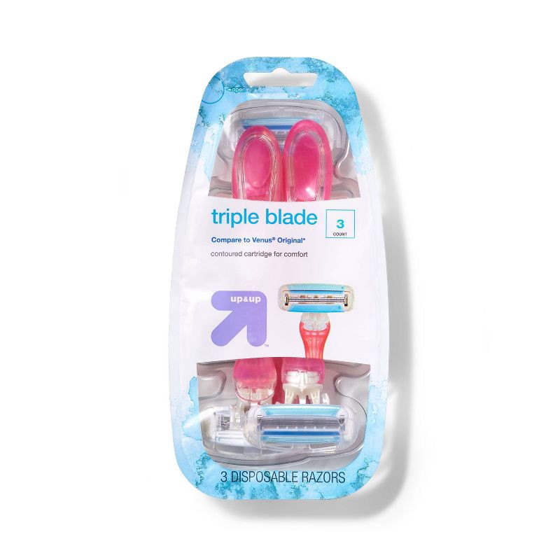 slide 5 of 7, Women's Triple Blade Surround Disposable 3ct - up&up™, 3 ct