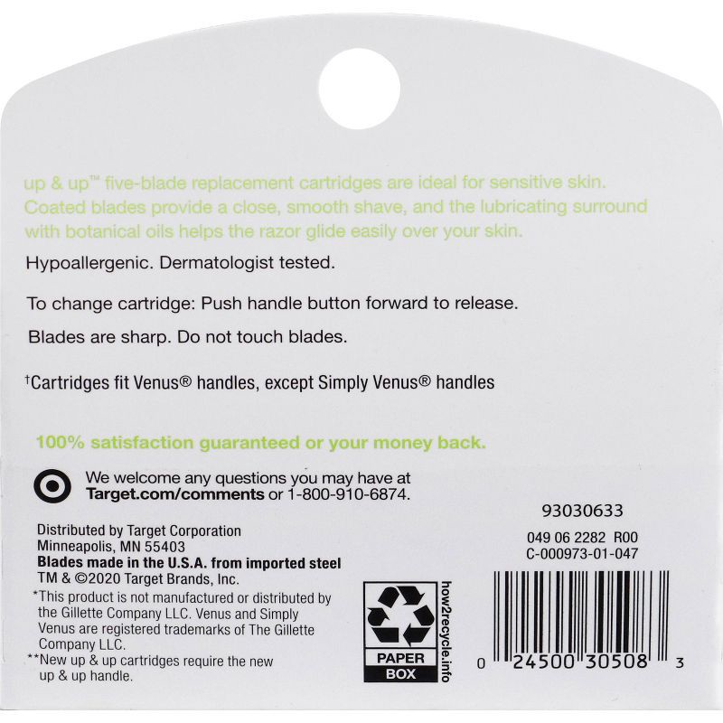 slide 2 of 6, Women's Five Blade FITS Cartridges 4ct - up&up™, 4 ct