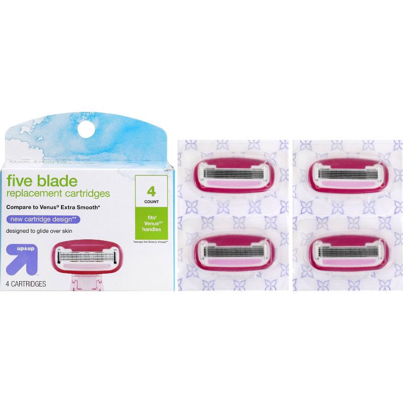 slide 3 of 6, Women's Five Blade FITS Cartridges 4ct - up&up™, 4 ct